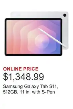 Costco Samsung Galaxy Tab S11, 512GB, 11 in. with S-Pen offer