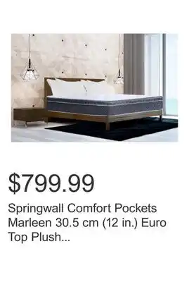 Costco Springwall Comfort Pockets Marleen 30.5 cm (12 in.) Euro Top Plush Mattress offer