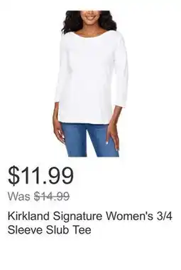 Costco Kirkland Signature Women's 3/4 Sleeve Slub Tee offer