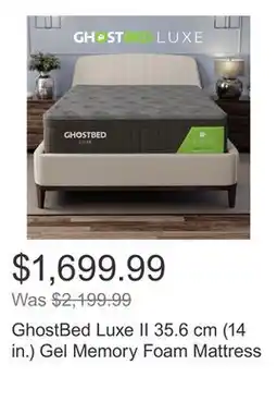 Costco GhostBed Luxe II 35.6 cm (14 in.) Gel Memory Foam Mattress offer