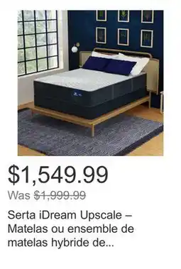 Costco Serta iDream Upscale – Matelas ou ensemble de matelas hybride de 30,5 cm (12 po) offer