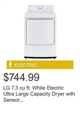 Costco LG 7.3 cu ft. White Electric Ultra Large Capacity Dryer with Sensor Dry Technology offer