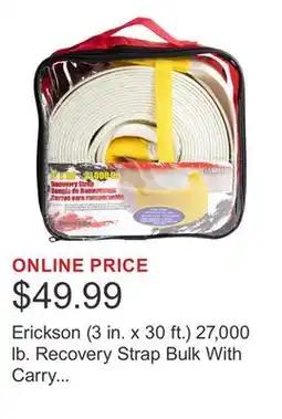 Costco Erickson (3 in. x 30 ft.) 27,000 lb. Recovery Strap Bulk With Carry Bag offer