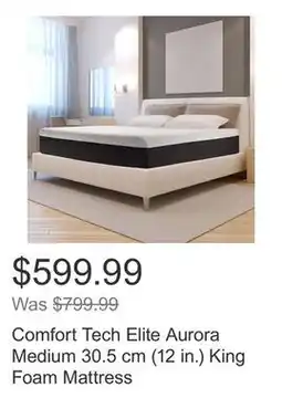 Costco Comfort Tech Elite Aurora Medium 30.5 cm (12 in.) King Foam Mattress offer