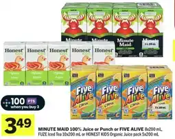 IGA Minute maid 100% juice or punch or five alive offer