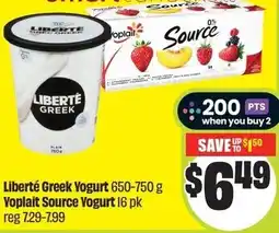 FreshCo Liberté Greek Yogurt or Yoplait Source Yogurt offer