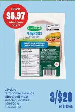 Wholesale Club FARMHOUSE CLASSICS SLICED DELI MEAT, 400/500 g offer