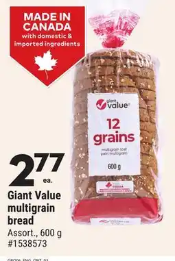 Giant Tiger Giant Value multigrain bread offer
