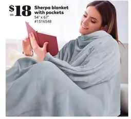 Giant Tiger Sherpa blanket with pockets offer