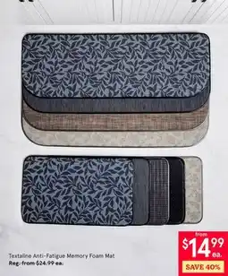 Kitchen Stuff Plus Textaline Anti-Fatigue Memory Foam Mat offer