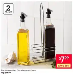 Kitchen Stuff Plus 2 Pc. Dripless Glass Oil & Vinegar with Stand offer