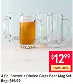 Kitchen Stuff Plus 4 Pc. Brewer's Choice Glass Beer Mug Set offer