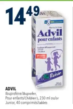 Familiprix ADVIL Ibuprofen, Children's, 230ml or Junior, 40 tablets offer