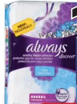 Familiprix ALWAYS Discreet Selected incontinence pads or underwears offer