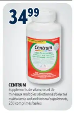Familiprix CENTRUM Selected multivatamin and multimineral supplements offer