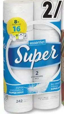 Familiprix ESSENTIEL, Bathroom tissue, 8 double rolls or Tissues, 6 packs offer