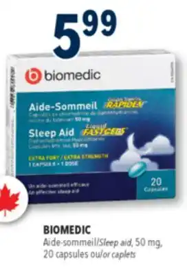 Familiprix BIOMEDIC Sleep aid, 50mg, 20capsules or caplets offer