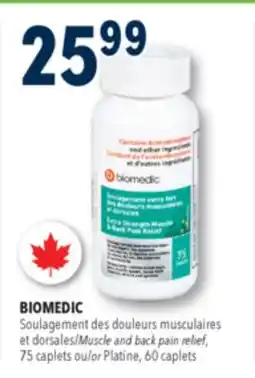 Familiprix BIOMEDIC Muscle and back pain relief, 75caplets or Platine, 60caplets offer