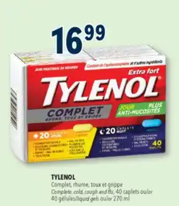 Familiprix TYLENOL, Complete, cold, cough and flu, 40 caplets or 40 liquid gels or 270 ml offer