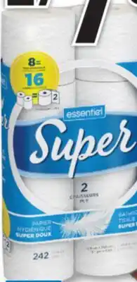 Familiprix ESSENTIEL, Bathroom tissue, 8 double rolls offer