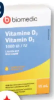 Familiprix Biomedic oral liquid vitamin D3 for baby 15ml offer