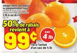 Metro ORANGES NAVEL SANS PÉPINS OU PAMPLEMOUSSES ROSES | SEEDLESS NAVEL ORANGES OR PINK GRAPEFRUIT offer