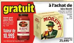 Metro GRATUIT SAUCE POUR PÂTES RAO'S | RAO'S PASTA SAUCE offer