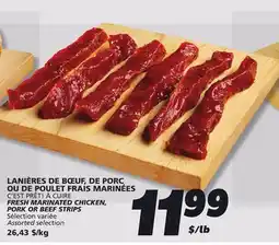 IGA FRESH MARINATED CHICKEN, PORK OR BEEF STRIPS offer