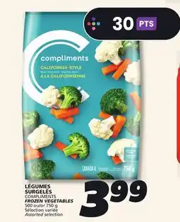 IGA COMPLIMENTS FROZEN VEGETABLES offer