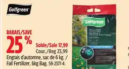 Canadian Tire Golfgreen Fall Fertilizer offer