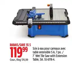 Canadian Tire 7˝ Wet Tile Saw with Extension Table, 5A offer