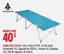 Canadian Tire Woods Instant XL Camping Cot offer