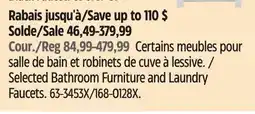 Canadian Tire For Living Selected Bathroom Furniture and Laundry Faucets offer