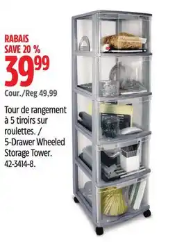 Canadian Tire type A 5-Drawer Wheeled Storage Tower offer