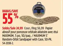 Canadian Tire MAXIMUM 5˝ Random-Orbit Sandpaper with Case, 50-Pk offer