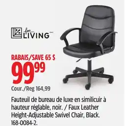 Canadian Tire For Living Faux Leather Height-Adjustable Swivel Chair offer