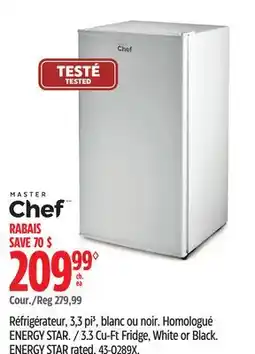 Canadian Tire 3.3 Cu-Ft Fridge, White or Black. ENERGY STAR rated offer