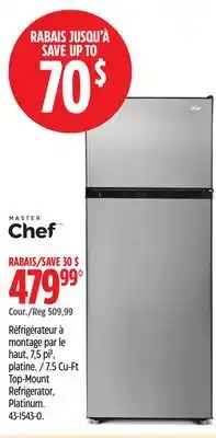 Canadian Tire Master Chef 7.5 Cu-Ft Top-Mount Refrigerator, Platinum offer