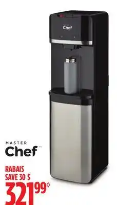 Canadian Tire MASTER Chef Bottom-Load Water Dispenser, Black and Stainless Steel. 3 temperatures offer