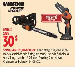 Canadian Tire WORX Selected Pruning Saw, Mower, Chainsaw or Polesaw offer