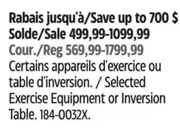 Canadian Tire Selected Exercise Equipment or Inversion Table offer