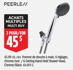 Canadian Tire Peerless 6-Setting Hand-Held Shower Head, Chrome/Black offer
