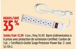 Canadian Tire Certified 6-Outlet Surge Protector Power Bar offer