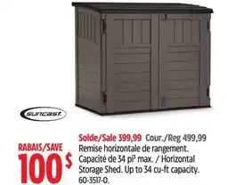 Canadian Tire Suncast Horizontal Storage Shed. Up to 34 cu-ft capacity offer
