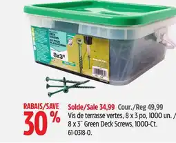 Canadian Tire 8 x 3˝ Green Deck Screws, 1000-Ct offer
