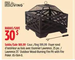 Canadian Tire For Living Lawrence 25˝ Outdoor Wood-Burning Fire Pit with Fire Poker offer