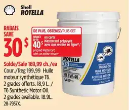 Canadian Tire T6 Synthetic Motor Oil. 2 grades offer