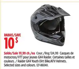 Canadian Tire Raider GX4 Youth Dirt Bike/ATV Helmets offer