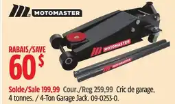 Canadian Tire Motomaster 4-Ton Garage Jack offer