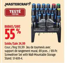 Canadian Tire Mastercraft 69-Pc Screwdriver Set with Wall-Mountable Storage Stand offer